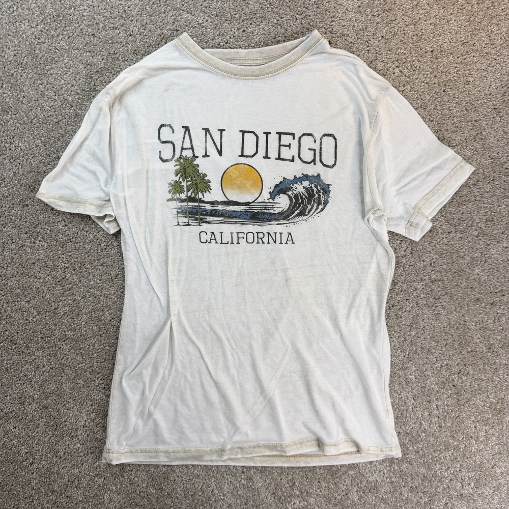 Blue 84 Shirt Mens M White San Diego California Wave Tee T-Shirt Surf Beach